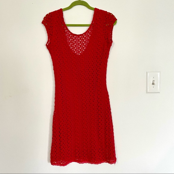 Free People Red Crochet Mini Dress - Picture 2 of 6